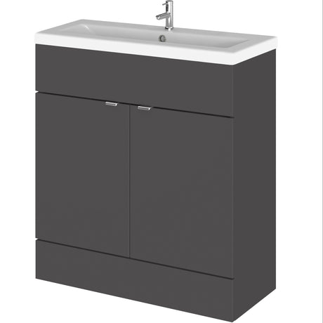 Hudson Reed Fusion 800mm Full Depth Basin Vanity Unit & Basin, 2 Doors Gloss Grey CBI928A