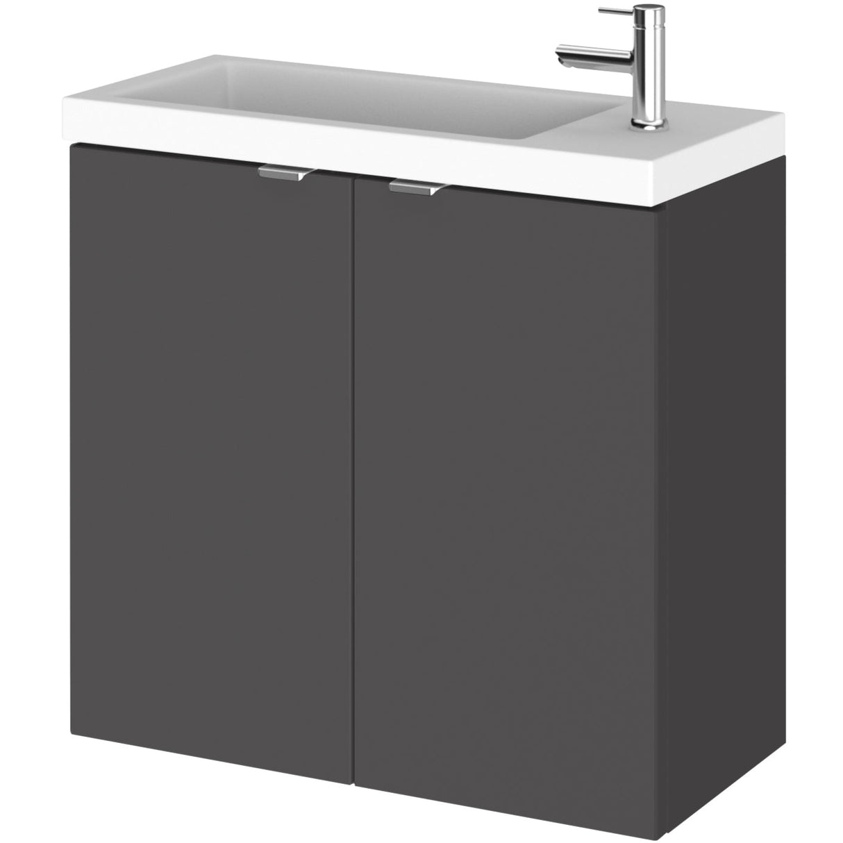 Hudson Reed Fusion 600mm Slimline Basin Vanity Unit & Basin, 2 Doors Gloss Grey CBI929