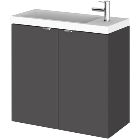 Hudson Reed Fusion 600mm Slimline Basin Vanity Unit & Basin, 2 Doors Gloss Grey CBI929