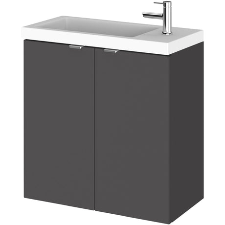Hudson Reed Fusion 500mm Slimline Basin Vanity Unit & Basin, 2 Doors Gloss Grey CBI938