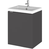 Hudson Reed Fusion 400mm Full Depth Wall Hung Basin Vanity Unit & Basin, 1 Door Gloss Grey CBI939