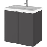 Hudson Reed Fusion 500mm Full Depth Wall Hung Basin Vanity Unit & Basin, 2 Doors Gloss Grey CBI940A