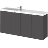 Hudson Reed Fusion 1000mm Slimline Wall Hung Vanity Unit & Basin, 4 Doors Gloss Grey CBI943