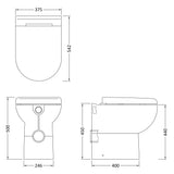 Nuie Lawton D-Shape Comfort Height Back To Wall Toilet & Soft Close Seat White CBW002 LD