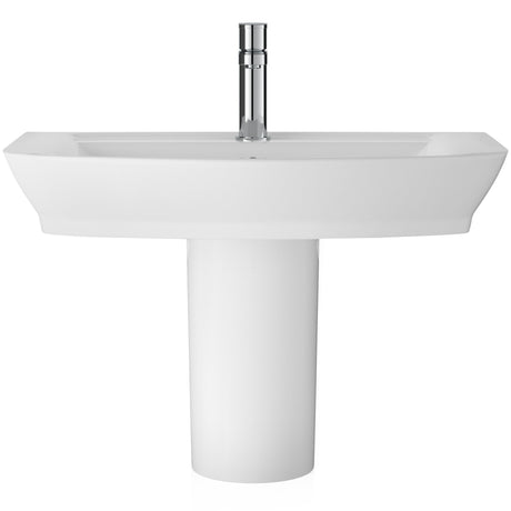 Hudson Reed Maya Wall Hung Basin & Semi Pedestal 650mm wide, 1 Tap Hole White CCL006