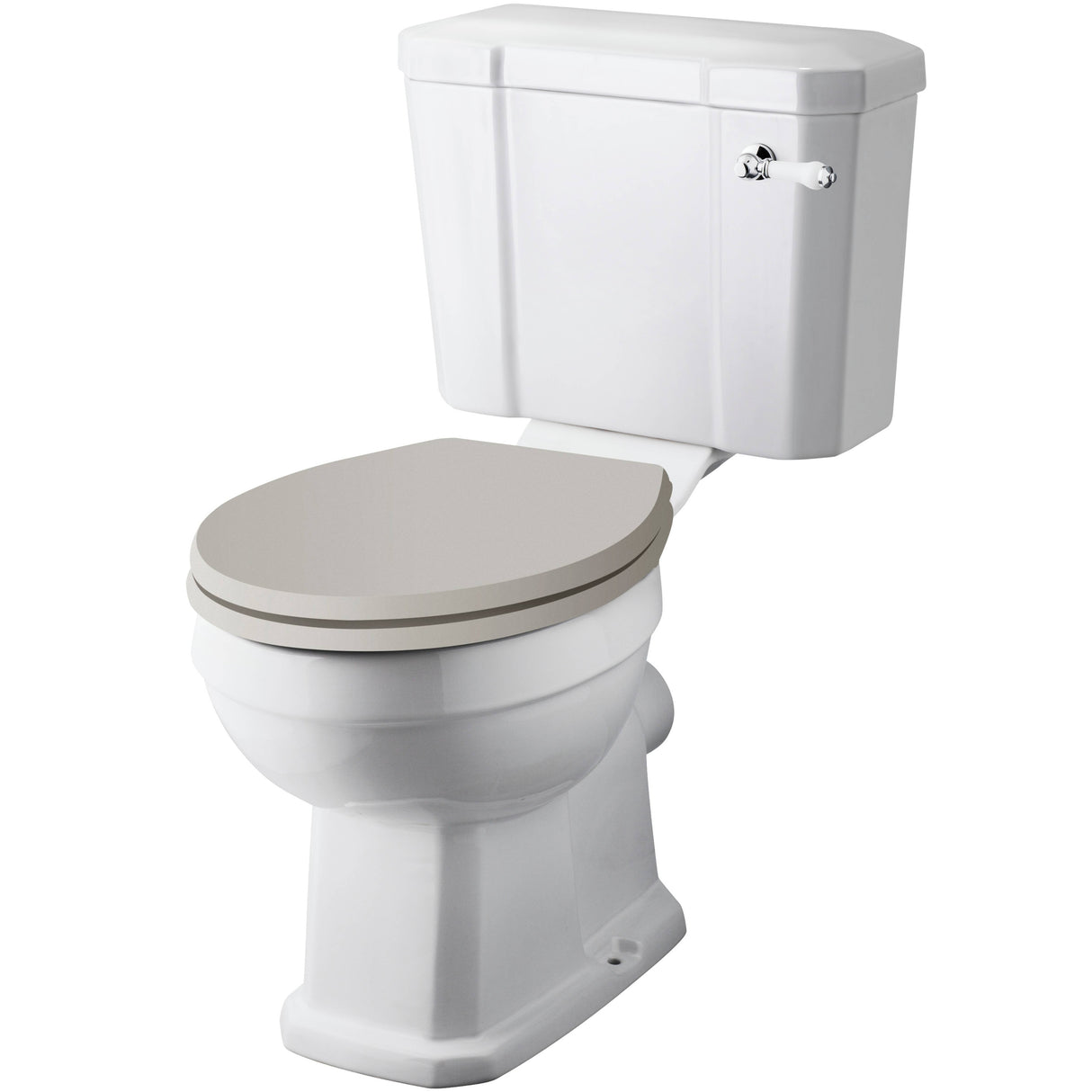 Old London Richmond Close Coupled Toilet With Cistern Lever, Without Seat, Gloss White Gloss White CCR014