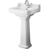Old London Richmond Basin & Full Pedestal, 1 Tap Hole White CCR015