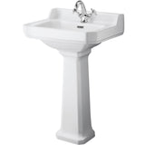 Old London Richmond Basin & Full Pedestal, 1 Tap Hole White CCR016
