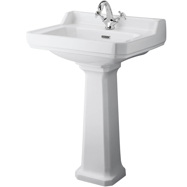 Old London Richmond Basin & Full Pedestal, 1 Tap Hole White CCR017