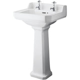 Old London Richmond Basin & Full Pedestal, 2 Tap Hole White CCR018