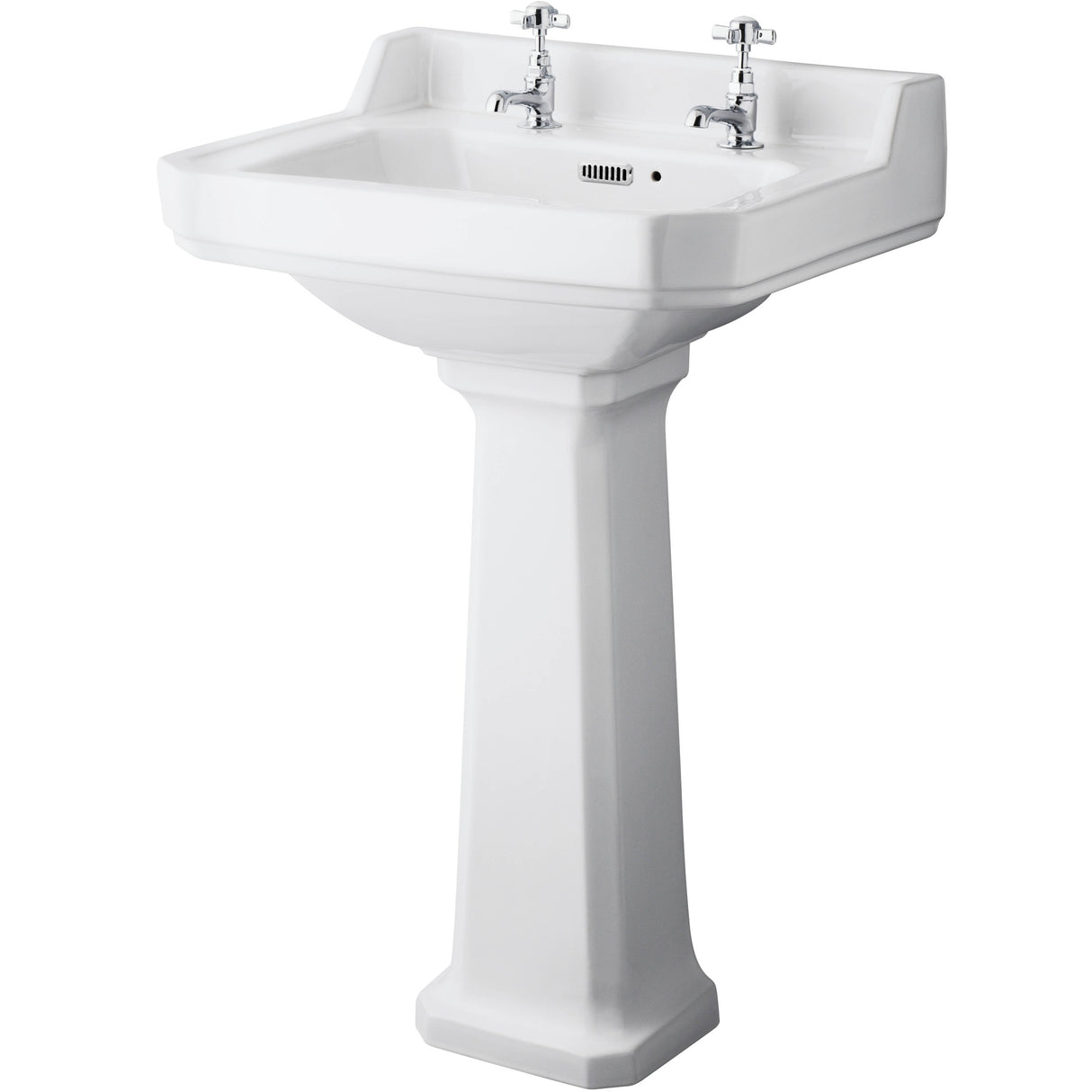 Old London Richmond Basin & Full Pedestal, 2 Tap Hole White CCR019
