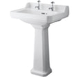 Old London Richmond Basin & Full Pedestal, 2 Tap Hole White CCR020