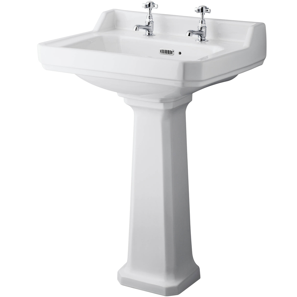 Old London Richmond Basin & Full Pedestal, 2 Tap Hole White CCR020