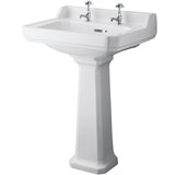 Old London Richmond Basin & Full Pedestal, 2 Tap Hole White CCR020