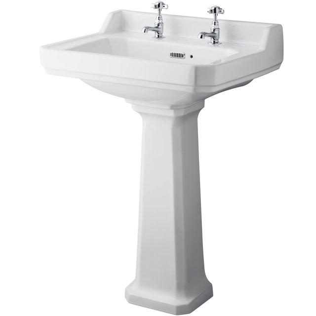 Old London Richmond Basin & Full Pedestal, 2 Tap Hole White CCR020