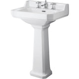 Old London Richmond Basin & Full Pedestal, 3 Tap Hole White CCR021