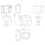Old London Richmond Low Level Toilet With Cistern Lever & Flush Pipe Kit, Without Seat Gloss White CCR022 LD