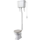 Old London Richmond High Level Toilet With Cistern Lever & Flush Pipe Kit, Without Seat Gloss White CCR023