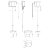 Old London Richmond High Level Toilet With Cistern Lever & Flush Pipe Kit, Without Seat Gloss White CCR023 LD