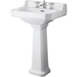 Old London Richmond Basin & Full Pedestal, 3 Tap Hole White CCR024