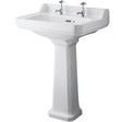 Old London Richmond Comfort Height Basin & Full Pedestal, 2 Tap Hole White CCR026