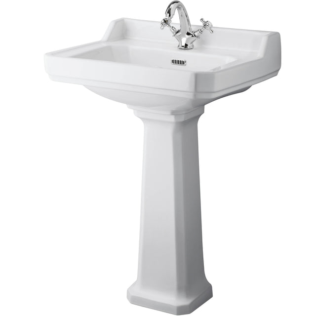Old London Richmond Comfort Height Basin & Full Pedestal, 1 Tap Hole White CCR027