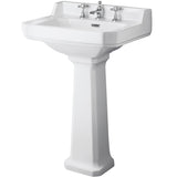 Old London Richmond Comfort Height Basin & Full Pedestal, 3 Tap Hole White CCR028
