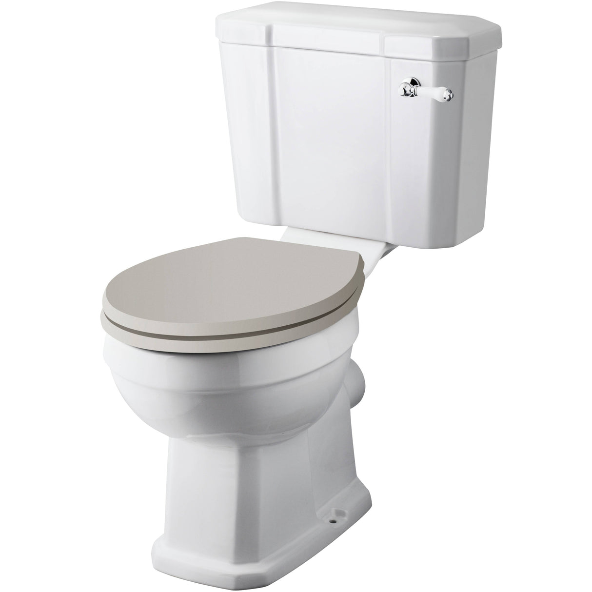 Old London Richmond Comfort Height Close Coupled Toilet With Cistern Lever, Without Seat, Gloss White Gloss White CCR033