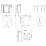 Old London Richmond Comfort Height Low Level Toilet With Cistern Lever & Flush Pipe Kit, Without Seat Gloss White CCR034 LD