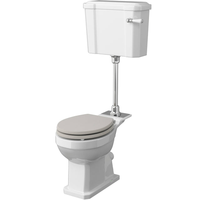Old London Richmond Mid Level Toilet With Cistern Lever & Flush Pipe Kit, Without Seat Gloss White CCR036