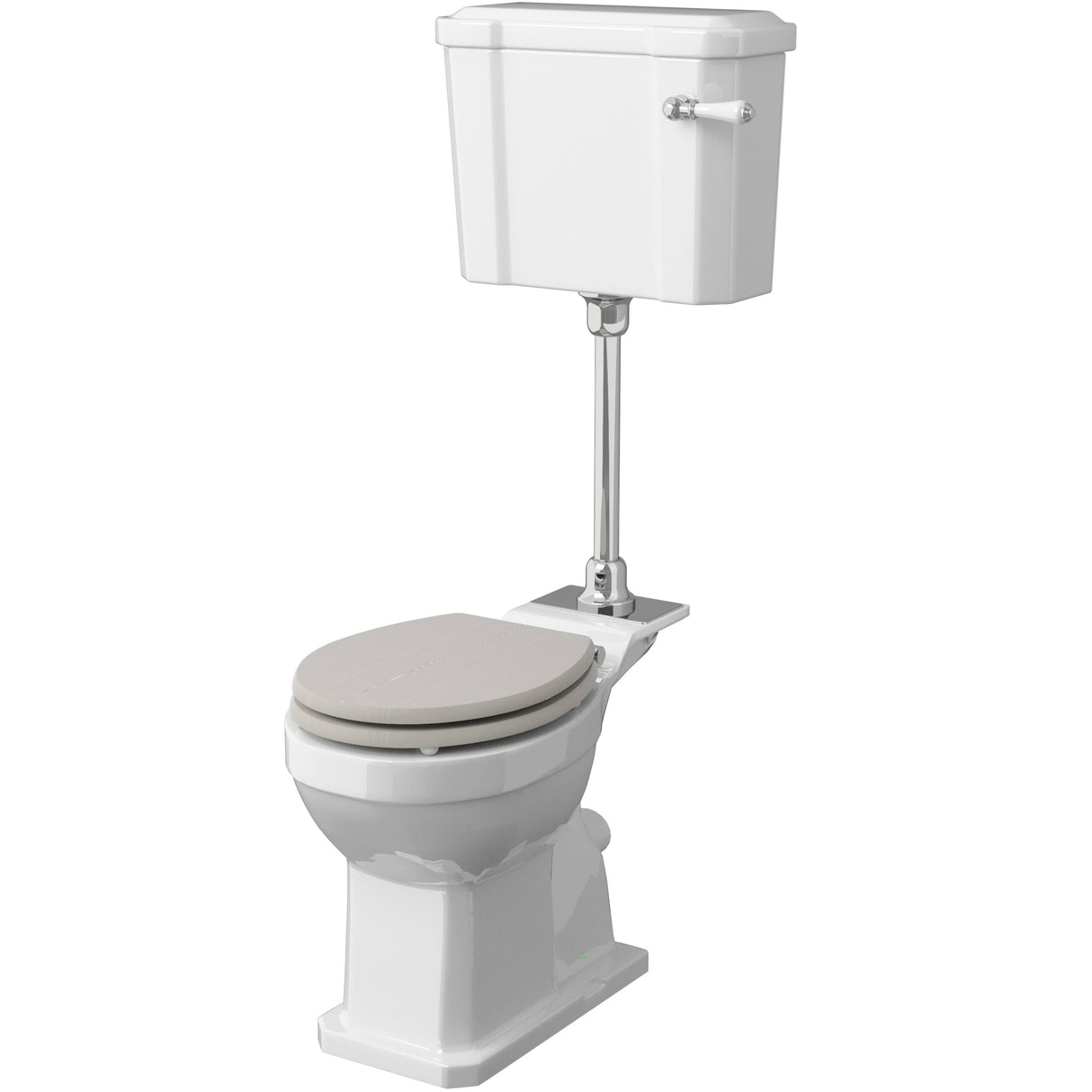 Old London Richmond Comfort Height Mid Level Toilet With Cistern Lever & Flush Pipe Kit, Without Seat Gloss White CCR037