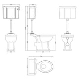 Old London Richmond Comfort Height Mid Level Toilet With Cistern Lever & Flush Pipe Kit, Without Seat Gloss White CCR037 LD