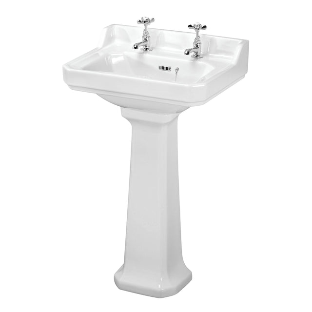 Nuie Carlton Basin & Full Pedestal 560mm wide - 2 Tap Hole CCT004