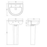 Nuie Harmony Basin & Full Pedestal 500mm wide - 1 Tap Hole CHM002 LD