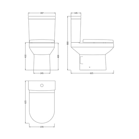 Nuie Harmony Semi BTW Close Coupled Toilet Without Seat CHM003 LD