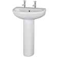 Nuie Ivo Basin & Full Pedestal 550mm wide - 2 Tap Hole CIV003