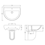 Nuie Ivo Basin & Semi-Pedestal 550mm wide - 1 Tap Hole CIV004 LD