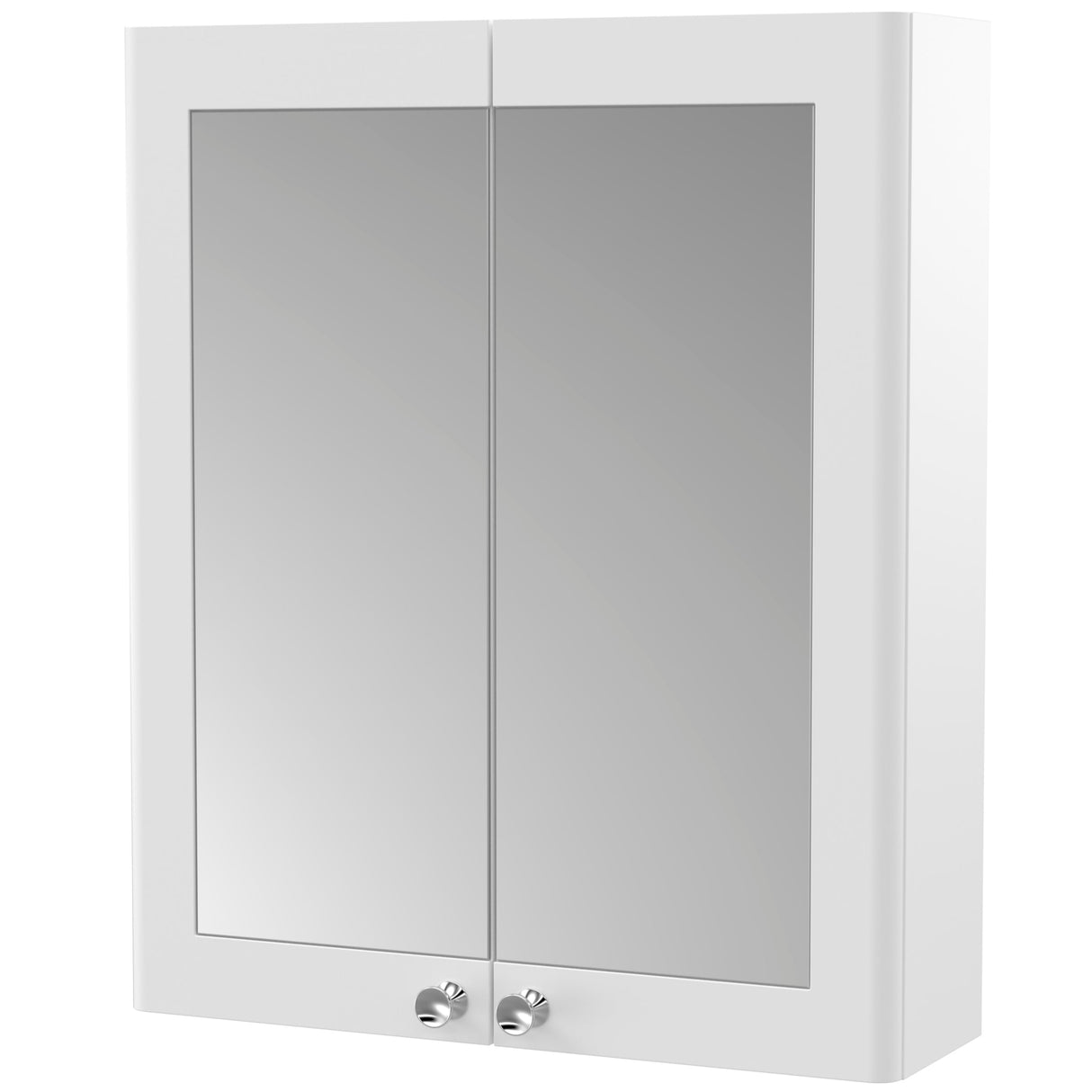 Nuie Classique 2 Door Wall Hung Mirrored Cabinet W600mm Satin White CLA117