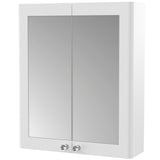 Nuie Classique 2 Door Wall Hung Mirrored Cabinet W600mm Satin White CLA117