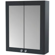 Nuie Classique 2 Door Wall Hung Mirrored Cabinet W600mm Soft Black CLA1417