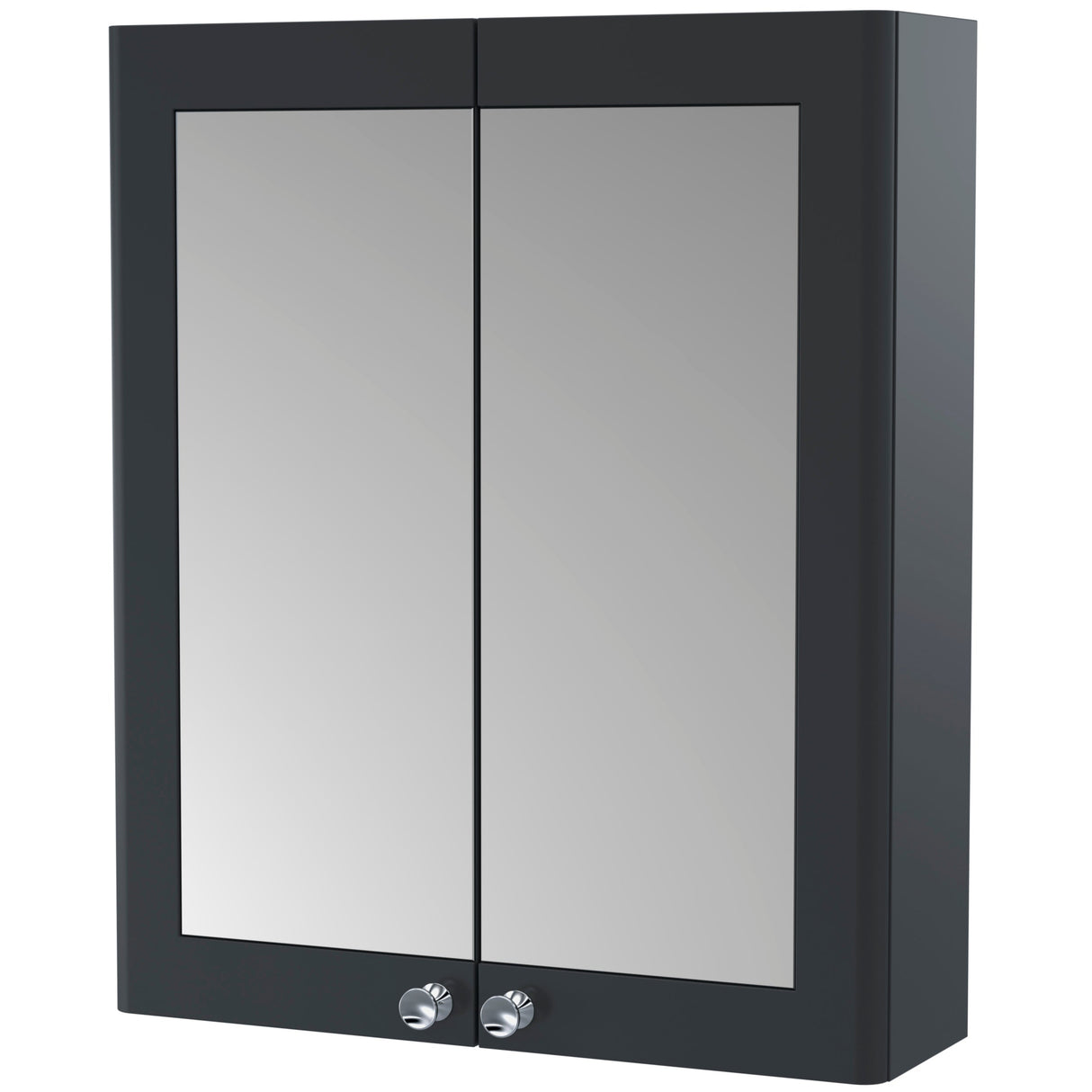 Nuie Classique 2 Door Wall Hung Mirrored Cabinet W600mm Soft Black CLA1417