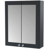 Nuie Classique 2 Door Wall Hung Mirrored Cabinet W600mm Soft Black CLA1417