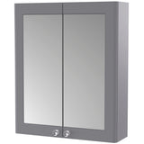 Nuie Classique 2 Door Wall Hung Mirrored Cabinet W600mm Satin Grey CLA217