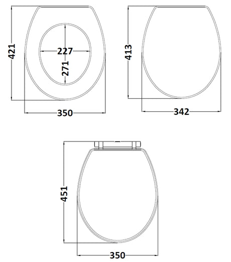 Nuie Classique Soft Close Wooden Toilet Seat With Top Fix Satin Grey CLA299 LD