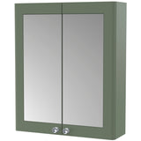 Nuie Classique 2 Door Wall Hung Mirrored Cabinet W600mm Satin Green CLA817