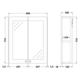 Nuie Classique 2 Door Wall Hung Mirrored Cabinet W600mm Satin Green CLA817 LD