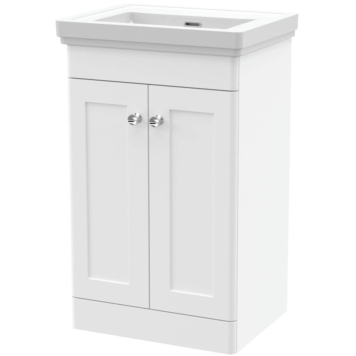 Nuie Classique 500mm Floorstanding 2 Door Vanity Unit & Basin Satin White CLC123H
