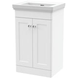 Nuie Classique 500mm Floorstanding 2 Door Vanity Unit & Basin Satin White CLC123H