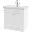 Nuie Classique 800mm Freestanding 2 Door Vanity Unit & Basin Satin White CLC126A