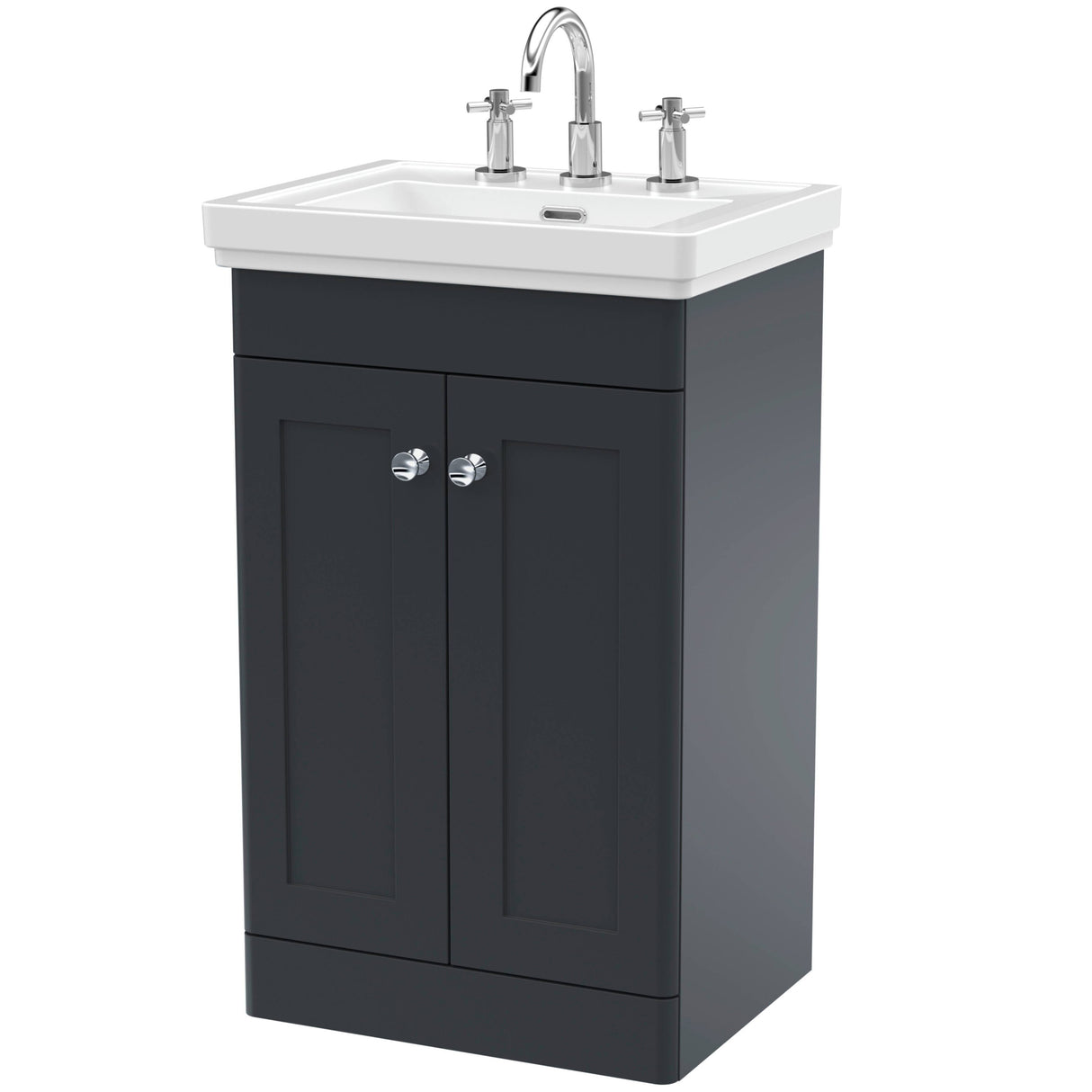 Nuie Classique 500mm Floorstanding 2 Door Vanity Unit & Basin Soft Black CLC1423B